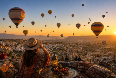 Balonları izleyen bir gezgin